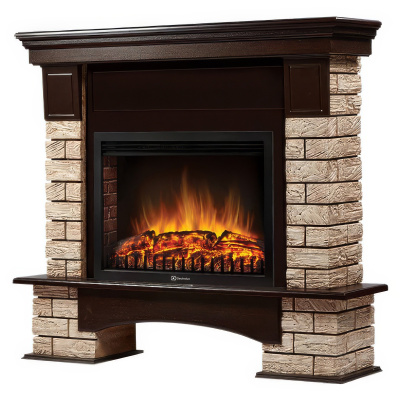 Портал Firelight Forte Wood 25 камень коричневый, шпон темный дуб