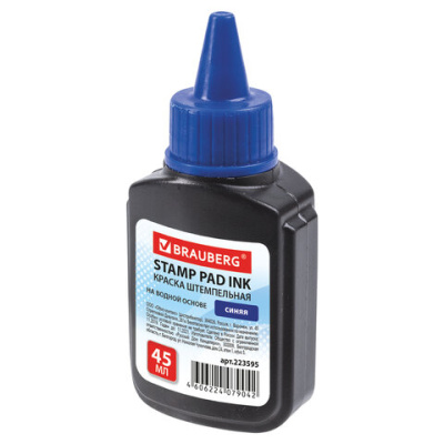 Фото Краска для штемпельных подушек 45мл BRAUBERG синяя 223595 от производителя, с доставкой по Хабаровску