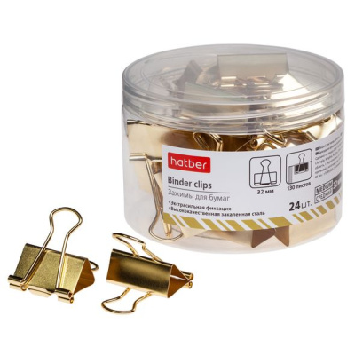 Фото Зажим для бумаг 32мм золотой 1шт BC_059169  от производителя, с доставкой по Хабаровску