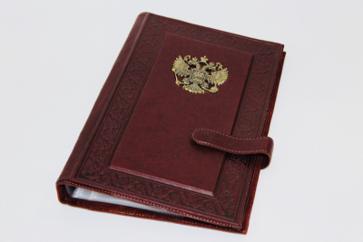Фото Визитница кожа большая 4-х секционная с гербом 006-09-02 от производителя, с доставкой по Хабаровску