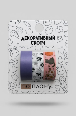 Фото Скотч декоративный 15ммх2м 3шт ПО-ПЛАНУ Cats XM-JD0332 от производителя, с доставкой по Хабаровску