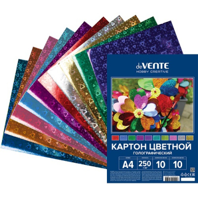 Фото Набор цв картона А4 10л 10цв голографический 250 г/м deVENTE HOBBY CREATIVE 8114523 от производителя, с доставкой по Хабаровску
