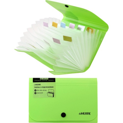 Фото Папка на кнопке 12отд 178x120мм 700мкм 20мм deVENTE MonoChrome неон зеленая 3078009 от производителя, с доставкой по Хабаровску