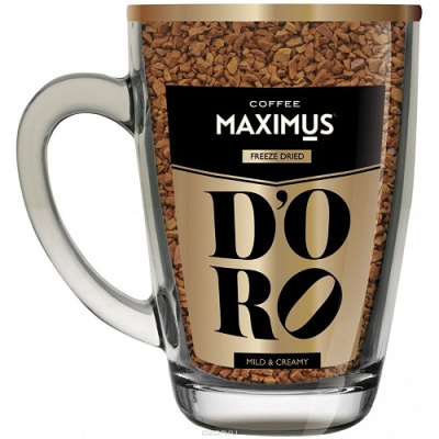 Кофе растворимый 70гр Maximus Doro сублимированный в стеклянной кружке