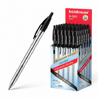 Фото Ручка шар мех 0,7 черная ErichKrause R-301 Classic Matic 38510 (50) от производителя, с доставкой по Хабаровску