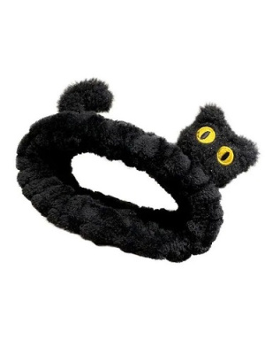Повязка на голову GIRLY Yellow eyed cat black 25-mask-05