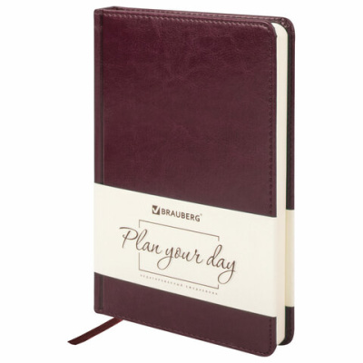 Фото Ежедневник А5 без дат BRAUBERG Imperial 320стр иск кожа бордовый 123415 от производителя, с доставкой по Хабаровску