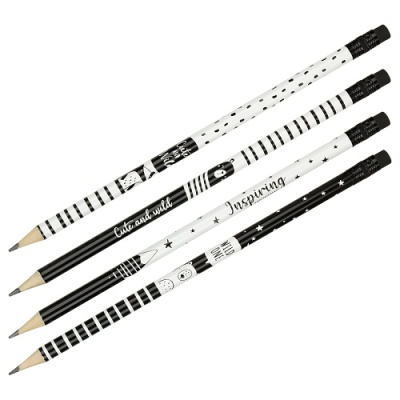 Фото Карандаш чернографитный НВ с ластиком MESHU Black&white MS_47220  от производителя, с доставкой по Хабаровску