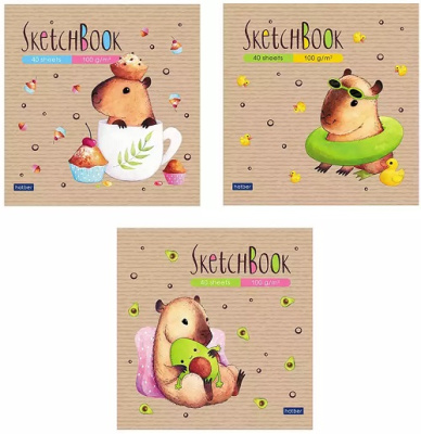 Фото Скетчбук 40л 165х165мм на скобе Малыш капибара 40Б5лА_31856 087477 от производителя, с доставкой по Хабаровску