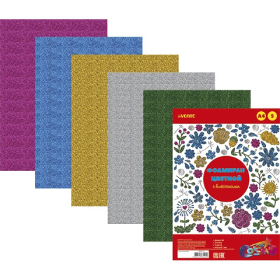 Фото Набор фоамирана А4 5л 5цв 2мм с блестками deVENTE 8040779 от производителя, с доставкой по Хабаровску