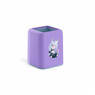 Фото Стакан для канц принадлежностей ErichKrause Forte Manga квадратный пластик фиолетовый/голубой 61631 от производителя, с доставкой по Хабаровску