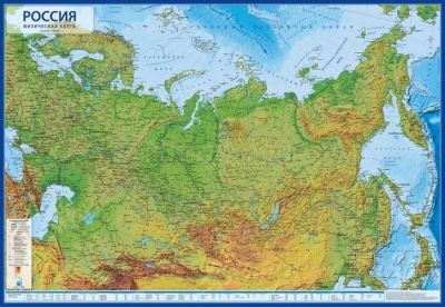 Фото Карта России Физическая 1:7,5м 116х80 с ламинацией в тубусе КН054 от производителя, с доставкой по Хабаровску