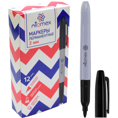 Фото Маркер перм 2мм черный пулевидный Attomex 5043416 от производителя, с доставкой по Хабаровску