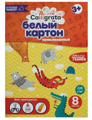 Фото Набор белого картона А4 8л немелованный Calligrata 4790693 от производителя, с доставкой по Хабаровску