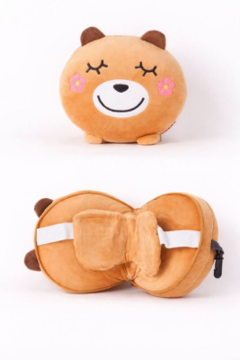 Мягкая игрушка-подушка с маской для сна Капибара коричневая 186-006-08