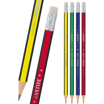 Фото Карандаш чернографитный НВ с ластиком deVENTE трехгранный ассорти 5032335 от производителя, с доставкой по Хабаровску