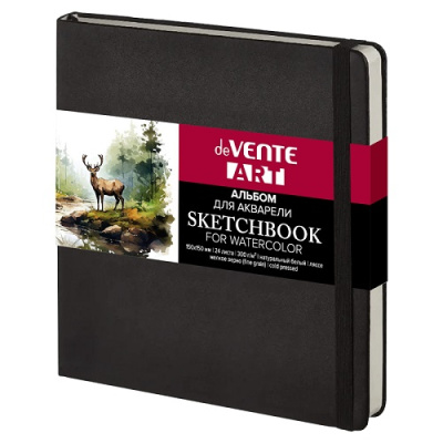 Фото Скетчбук 24л А6 на сшивке акварельная бумага 300г/м deVENTE ART Black 2134329 от производителя, с доставкой по Хабаровску
