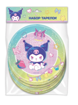 Фото Набор бумажных тарелок 6шт Kuromi Неоновое настроение 318135 от производителя, с доставкой по Хабаровску