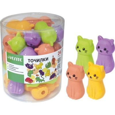 Фото Точилка пластиковая с контейнером 1отв deVENTE Котенок ассорти 4071800 от производителя, с доставкой по Хабаровску