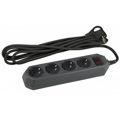 Фото Сетевой фильтр ЭРА 4мест, 1,5метра, USF-M-4es-1.5m-B заземление, выкл, черный от производителя, с доставкой по Хабаровску