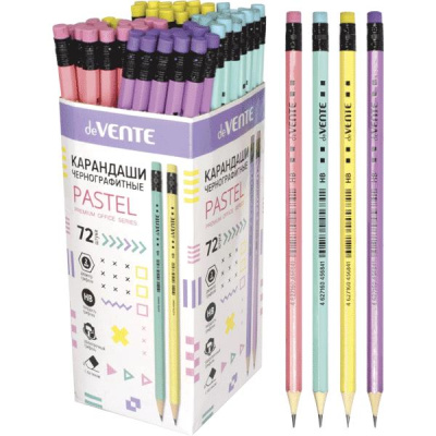 Фото Карандаш чернографитный НВ с ластиком deVENTE Pastel ассорти 5032903 от производителя, с доставкой по Хабаровску
