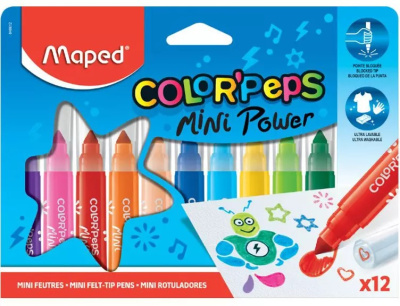 Фото Фломастеры 12цв MAPED COLOR'PEPS JUMBO MINI POWER со штампами 846612 от производителя, с доставкой по Хабаровску