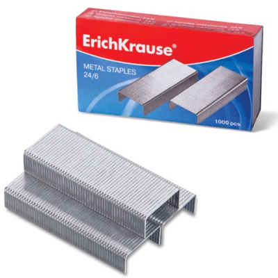 Фото Скобы для степлера №24/6 (1000шт) ErichKrause оцинкованные 1189 от производителя, с доставкой по Хабаровску