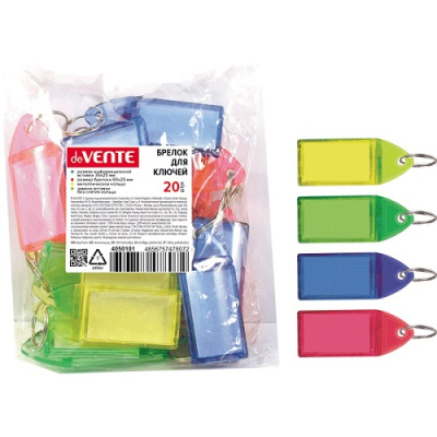 Фото Брелок в шкафчик для ключей полупрозрачный пластик ассорти с инфо-окном 4050101 от производителя, с доставкой по Хабаровску