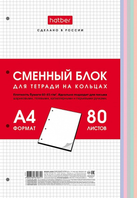 Фото Сменный блок для тетрадей А4 80л цветной 80СБ4В1_, 086768 от производителя, с доставкой по Хабаровску