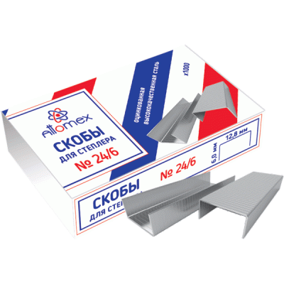 Фото Скобы для степлера №24/6 (1000шт) Attomex оцинкованные 4141300 от производителя, с доставкой по Хабаровску