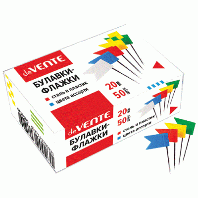 Фото Булавки-флажки 23мм 50шт deVENTE ассорти 4130500 от производителя, с доставкой по Хабаровску