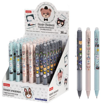 Фото Ручка гел мех 0,5 синяя с грипом Пиши-стирай Hatber Teddy Friends ассорти GP_086350  от производителя, с доставкой по Хабаровску