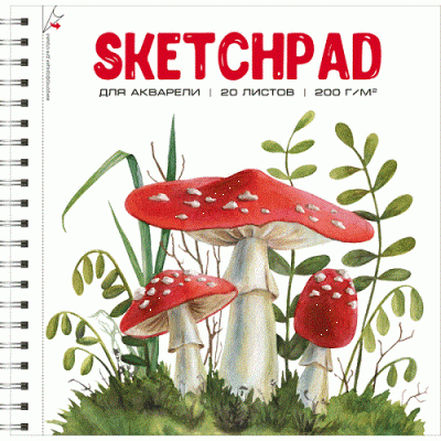 Фото Скетчпад 20л 195х195мм на гребне акварельная бумага deVENTE Мухомор 2134301 от производителя, с доставкой по Хабаровску