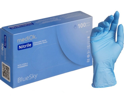 Перчатки нитриловые MediOk Blue Sky размер М голубые 50пар 1745180