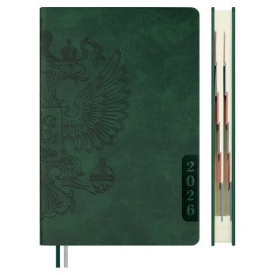 Фото Ежедневник А5 2026 ESCALADA Наппа 352стр иск кожа зеленый 70248 от производителя, с доставкой по Хабаровску