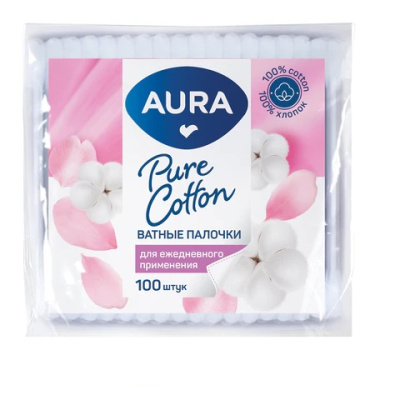 Ватные палочки 100шт AURA пакет 127485