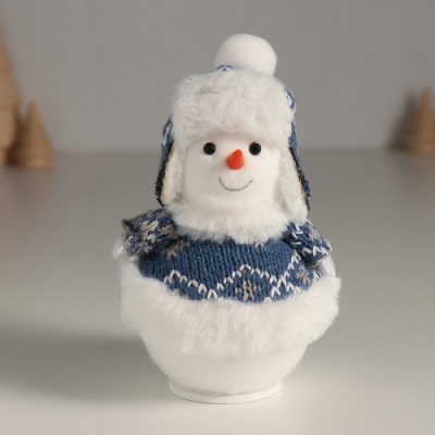Фото Сувенир текстильный Снеговик в синей шубке 7,5х7,5х13см 10471276 от производителя, с доставкой по Хабаровску