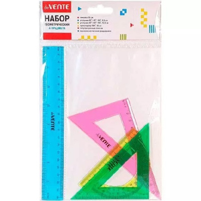 Фото Набор линеек deVENTE 2 угольника транспортир линейка цвет ассорти 5092303 от производителя, с доставкой по Хабаровску