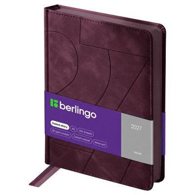 Фото Ежедневник А5 2027 Berlingo Velvet 368стр иск замша бордовый DD7_43504 от производителя, с доставкой по Хабаровску