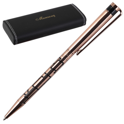 Фото Ручка шар MANZONI Aprilia корпус розовое золото с гравировкой кож зам футляр APR2014-BM от производителя, с доставкой по Хабаровску