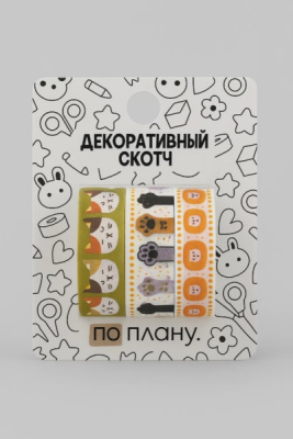 Фото Скотч декоративный 15ммх2м 3шт ПО-ПЛАНУ Kitties XM-JD0317B от производителя, с доставкой по Хабаровску