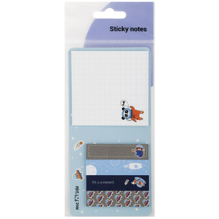Фото Липкие закладки 60x15мм+липкий блок 74х74мм 25л бумажные MESHU Space adventure MS_87316   от производителя, с доставкой по Хабаровску