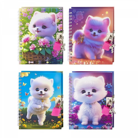 Фото Подарочный блокнот 150х110мм 48л клетка на гребне с замочком Милый шпиц AL11312 от производителя, с доставкой по Хабаровску