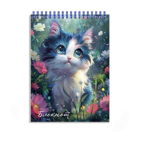 Фото Блокнот А6 80л клетка на гребне Котенок на лужайке 69237 от производителя, с доставкой по Хабаровску