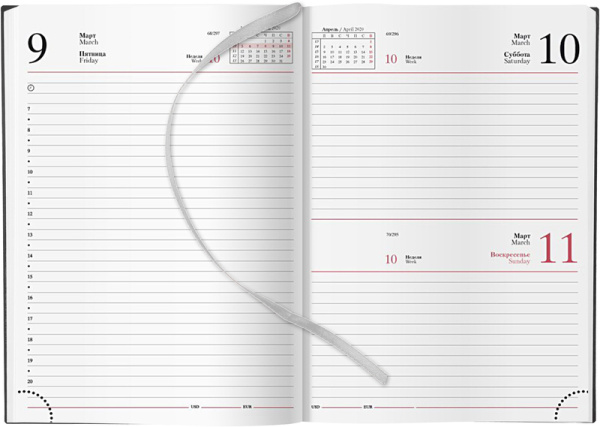 Фото Ежедневник 2026 Lamark БОЛЬШОЙ ФОРМАТ Sigma A4 черный, 320 стр., искусственная кожа, перфорация угла от производителя, с доставкой по Хабаровску