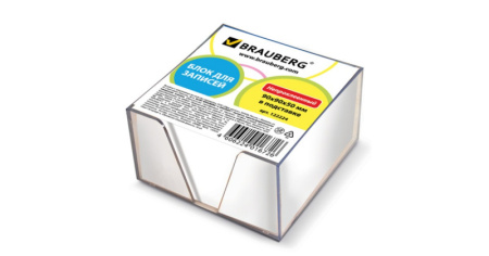 Фото Блок для записи 9х9х5см белый в пластик боксе BRAUBERG 122224 от производителя, с доставкой по Хабаровску