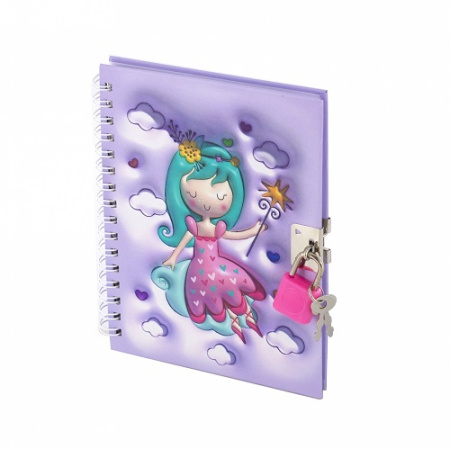 Фото Подарочный блокнот 150х110мм 48л клетка на гребне с замочком Фея-принцесса сиреневый AL11315/1 от производителя, с доставкой по Хабаровску