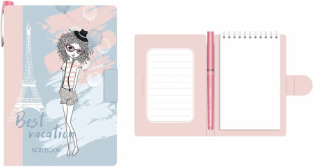 Фото Блокнот 105х150мм 50л без линовки на гребне LAMARK Мишель+ручка шар NB0137  от производителя, с доставкой по Хабаровску