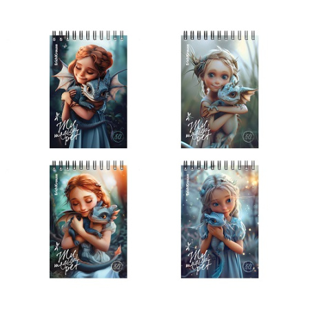 Фото Блокнот А6 60л клетка на гребне ErichKrause Magic Pet ассорти 63380  от производителя, с доставкой по Хабаровску