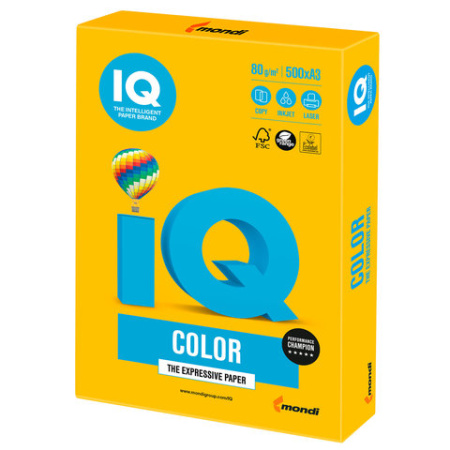 Бумага цветная А3 80г 100л желтая IQ COLOR SY40 110684